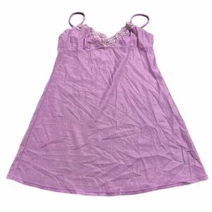 Rare Y2K European Vintage H&M Silky Lace Trim Slip Dress (Pastel Purple) Size S